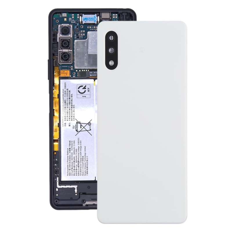Battery Back Cover with Camera Lens Cover for Sony Xperia Ace II SO-41B(White)