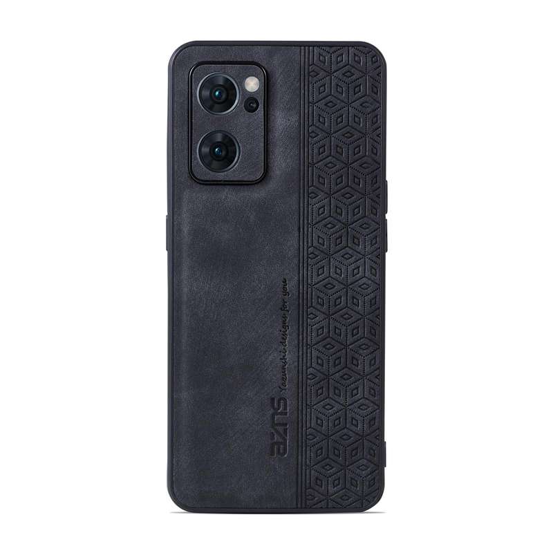 For OPPO Reno7 5G AZNS 3D Embossed Skin Feel Phone Case(Black)