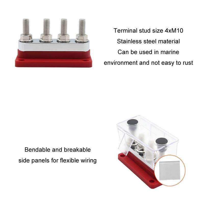 600A 48V RV&Ship Modification 4-way Large Electric DC Busbar(AOA4713CR-M10)