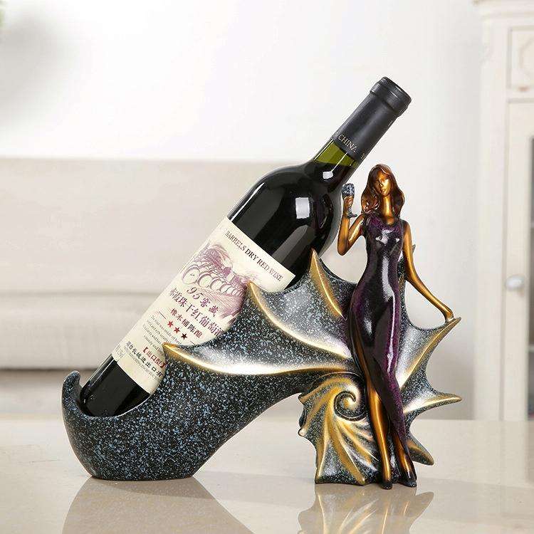 Blonde Shape Creative Red Wine Shelf Drain Rack Bottle Holder Ornament Resin Home Decoration (Pur...