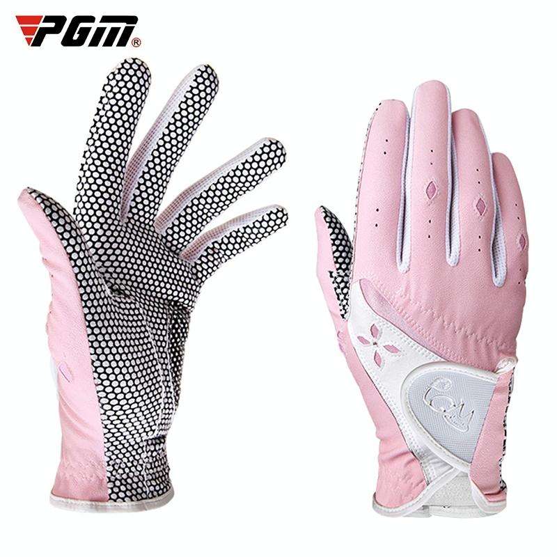 PGM One Pair Golf Non-Slip PU Leather Gloves for Women (Color:Pink Size:18)