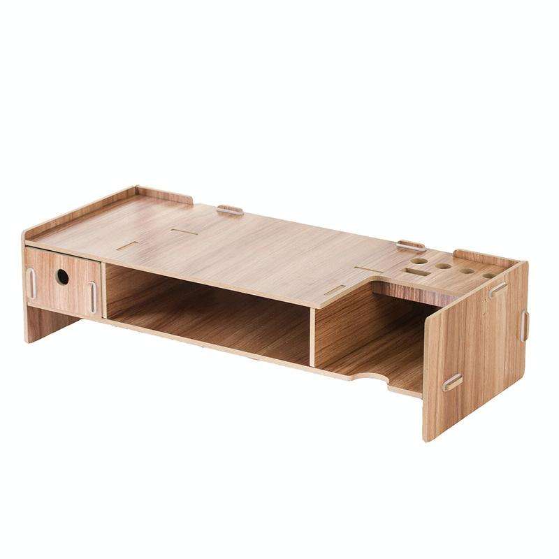 LCD Display Booster Wooden Keyboard Rack Desktop Storage Rack Shelf(Cherry Wood)