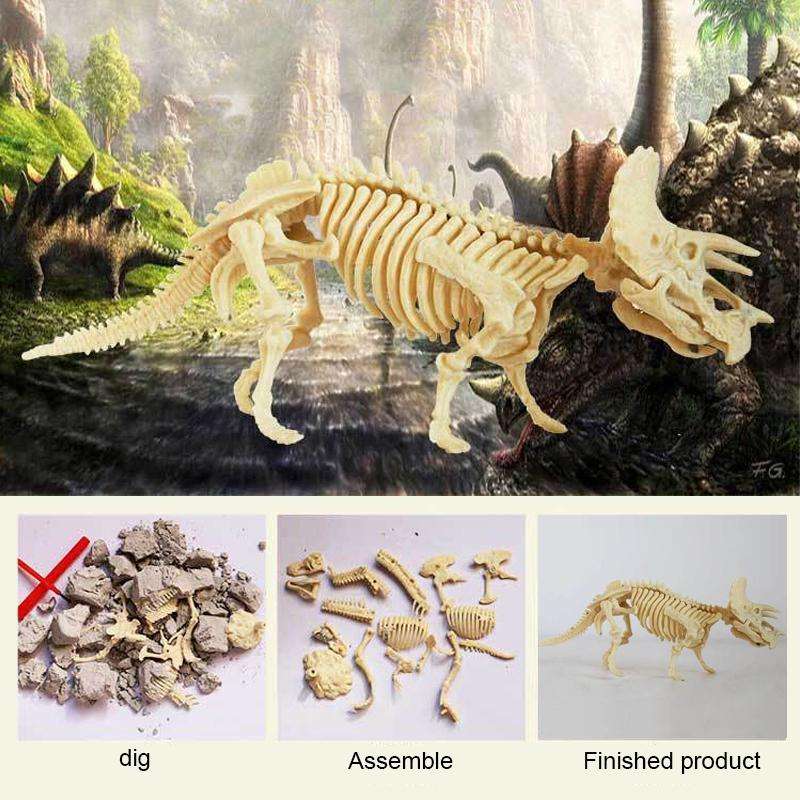 Assembled Triceratops Skeleton Archaeological Excavation Toys Simulation Fossil Model Manual Toys