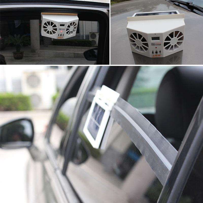2W Solar Powered Car Auto Air Vent Cool Fan Cooler Ventilation System Radiator, with Temperature ...