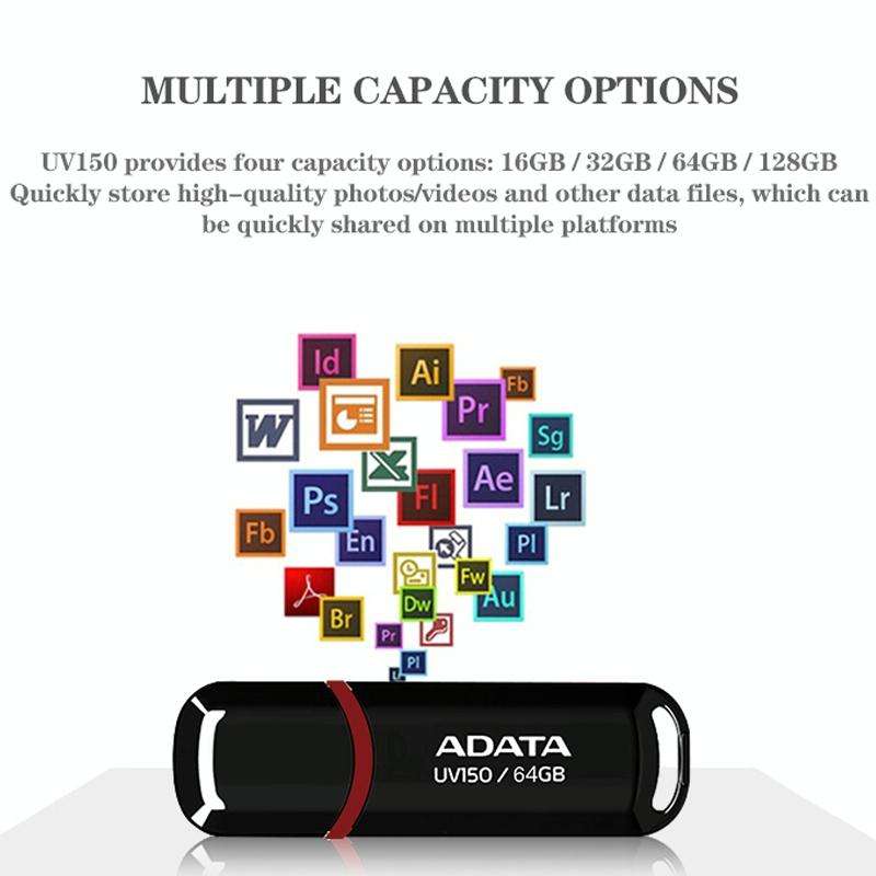 ADATA UV150 High Speed USB3.1 Business USB Flash Drive, Capacity: 128GB(Black)