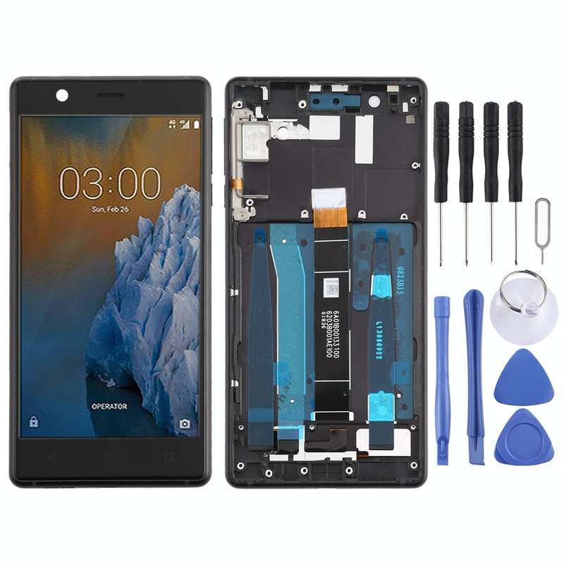 TFT LCD Screen for Nokia 3 TA-1032 Digitizer Full Assembly with Frame & Side Keys (Black)