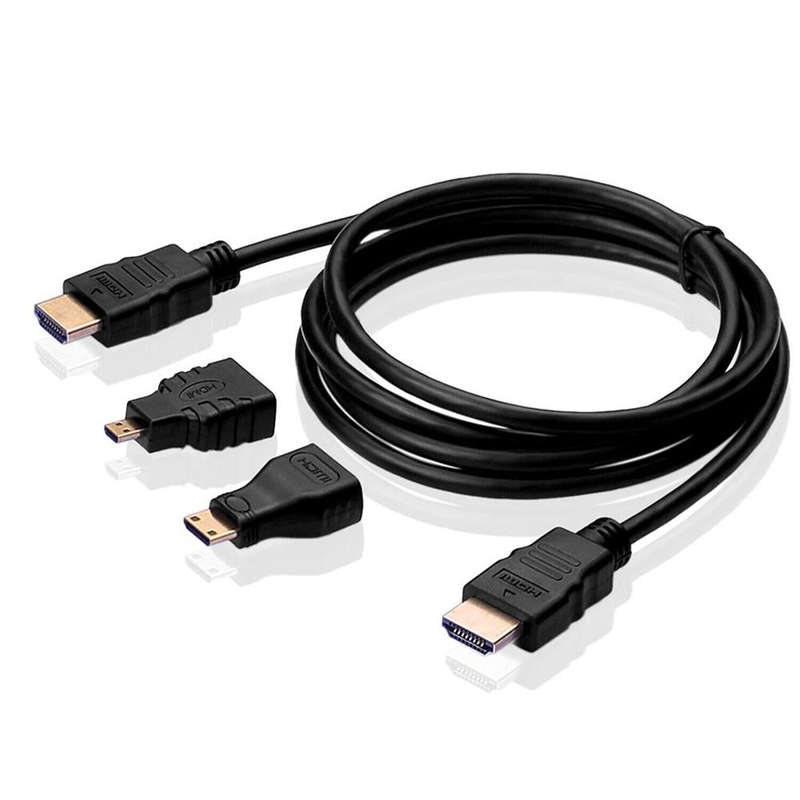 3 in 1 Full HD 1080P HDMI Cable Adaptor Kit (1.5m HDMI Cable + HDMI to Mini HDMI Adaptor + HDMI t...