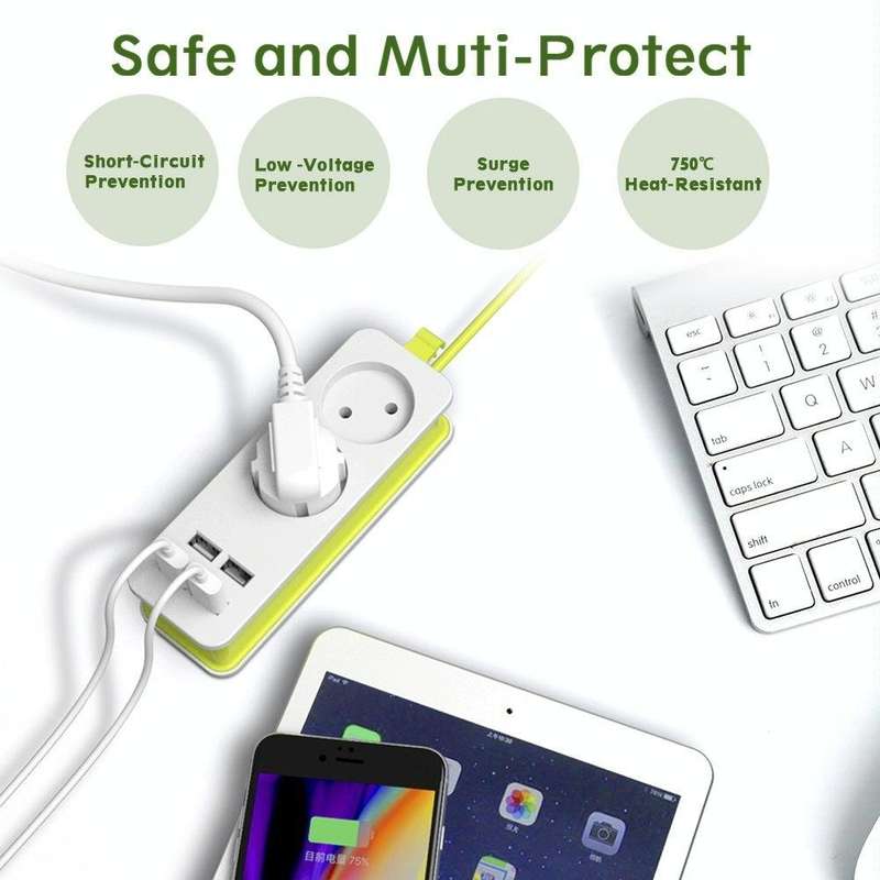 Power Strip 1/2 EU Plug 4 USB Port 1200W 250V 1.5m Cable Wall Portable Multiple Socket EU Plug Ou...