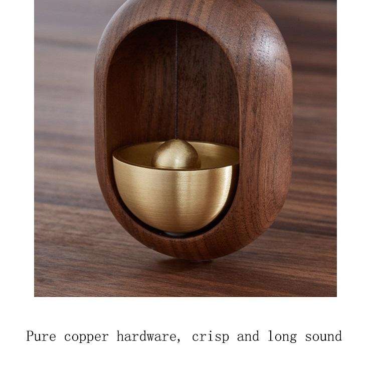 Suction Door Wind Chime Brass Wooden Doorbell Door Opening Reminder Pendant(Black Walnut)