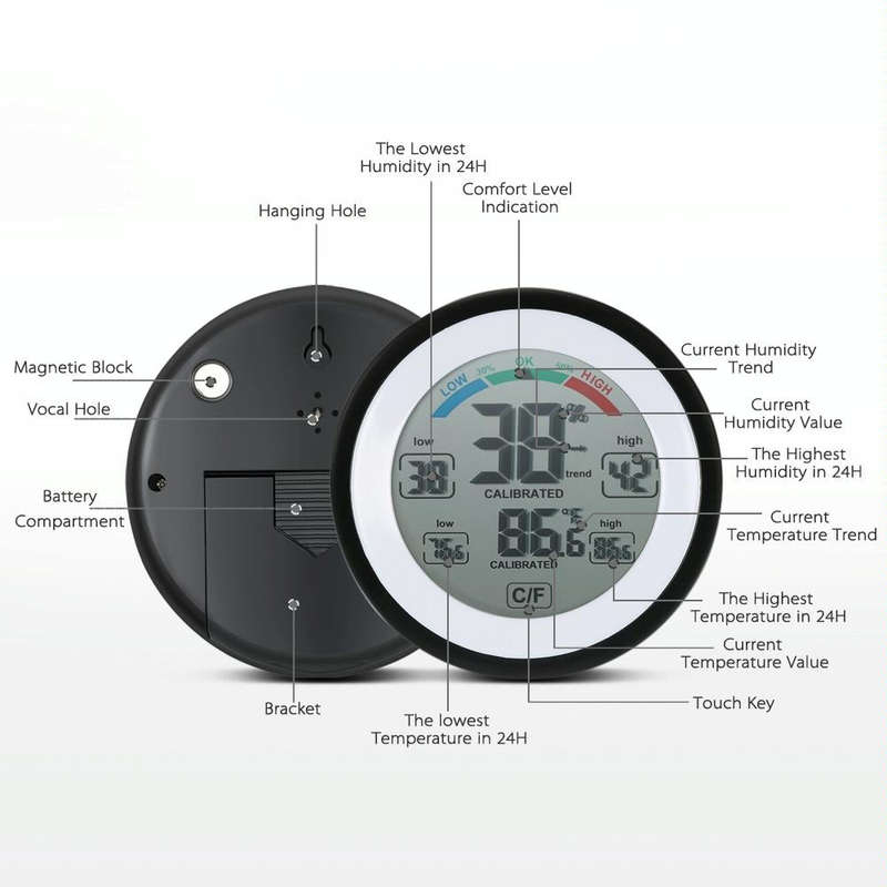 TS-S93 Multifunctional Digital Thermometer Hygrometer Temperature Humidity Meter, Value Trend Dis...