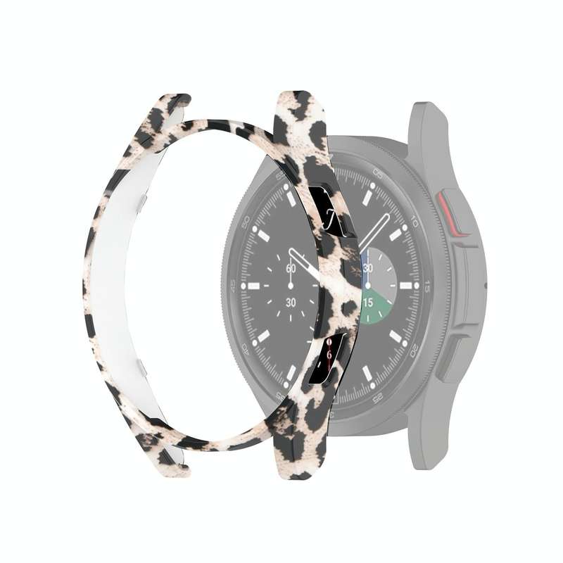 For Samsung Galaxy Watch4 Classic 46mm Half Coverage Hollowed PC Protective Case(Black Leopard Pr...