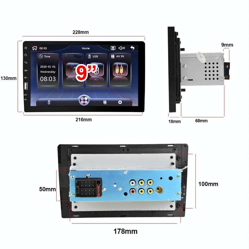 Q3570 9 inch Carplay Single Spindle MP5 Player, Style: Standard+12 Light Camera