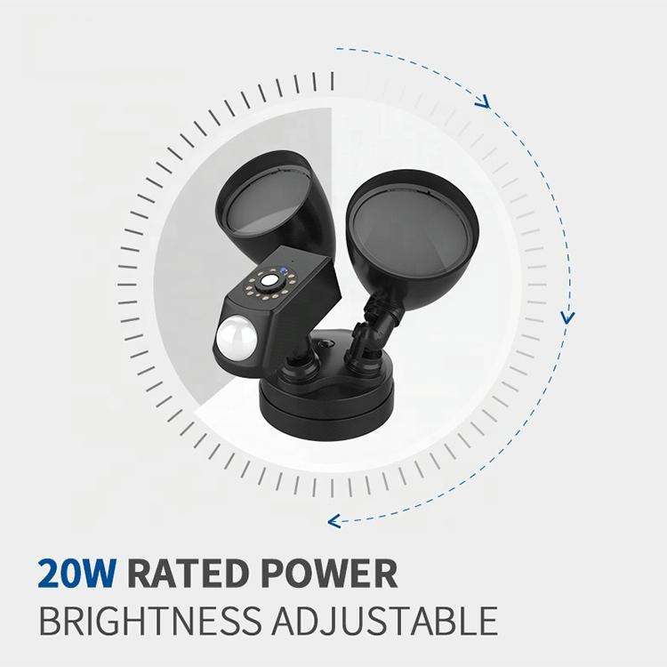 20W LED Smart Sensor Outdoor Floodlight with 1080P Security Camera, 3000K Warm Light (Black)