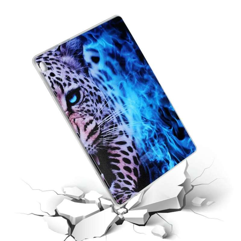 For Lenovo Tab M10 Painted TPU Tablet Case(Blue Leopard)