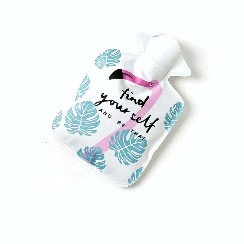 Cartoon Mini Water Injection Hot Water Bag Portable Hand Warmer, Color:White Flamingo