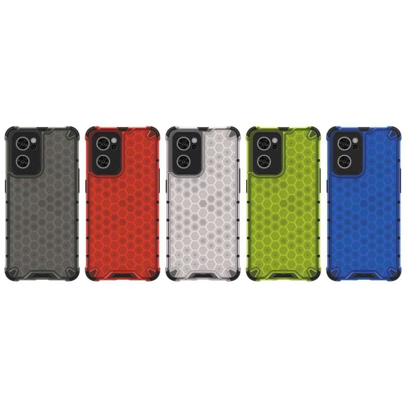For OPPO Reno7 5G Honeycomb PC + TPU Phone Case(Black)