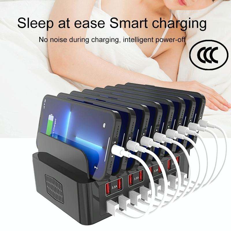 YFY-A55 150W 16 x USB Ports Smart Charging Station with Phone & Tablet Stand, EU Plug