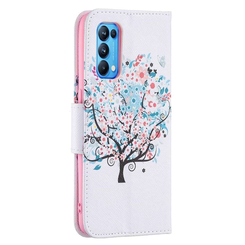 For OPPO Reno5 Colored Drawing Pattern Horizontal Flip Leather Case with Holder & Card Slots & Wa...