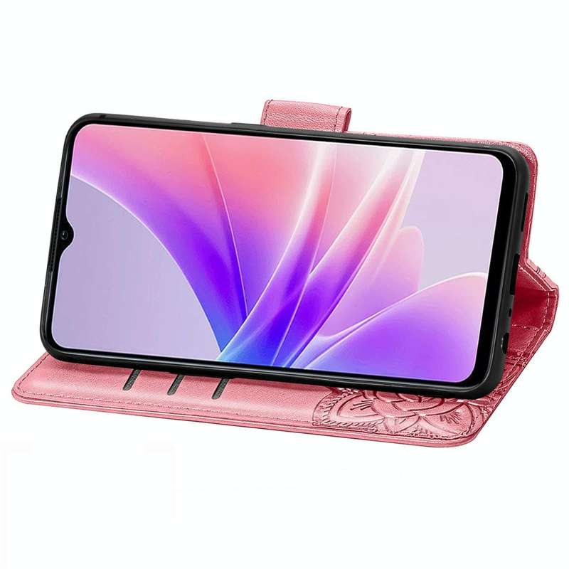 For OPPO A77 Butterfly Love Flower Embossed Flip Leather Phone Case(Pink)