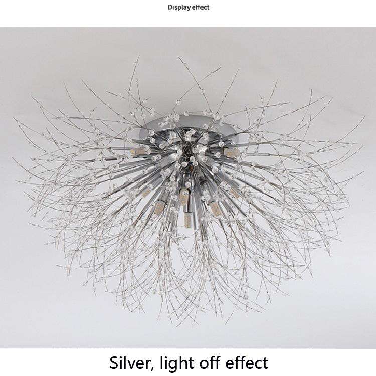 Bedroom Crystal Ceiling Lamp Creative Dandelion Living Room Lamp Dining Room Lamp, Style:Chrome (...
