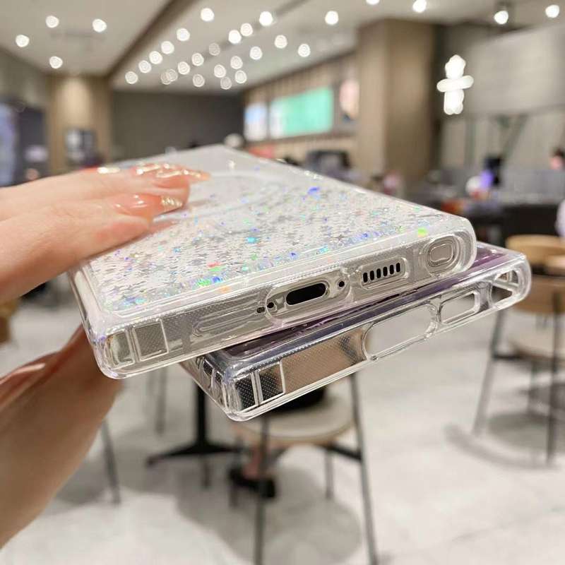 For Samsung Galaxy S23 FE 5G MagSafe Glitter Hybrid Clear TPU Phone Case(Green)