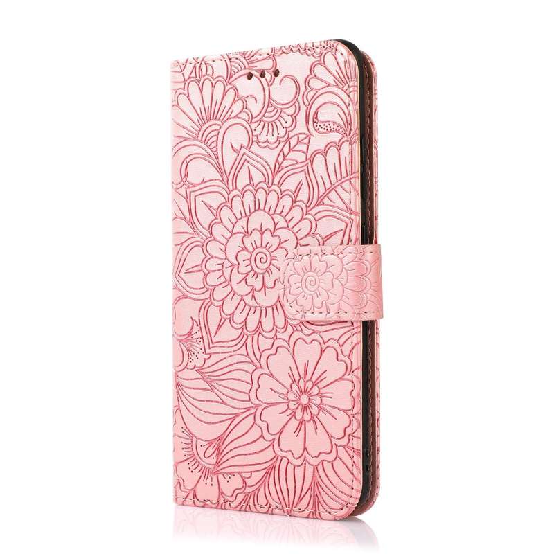 For Samsung Galaxy A51 Skin Feel Embossed Sunflower Horizontal Flip Leather Case with Holder & Ca...