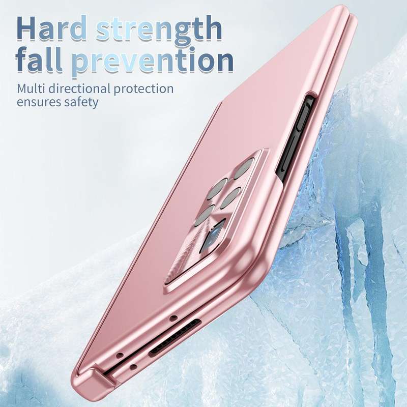 For Huawei Mate X2 Electroplating Hinged Folding Phone Case with S Pen Fold Edtion(Pink)