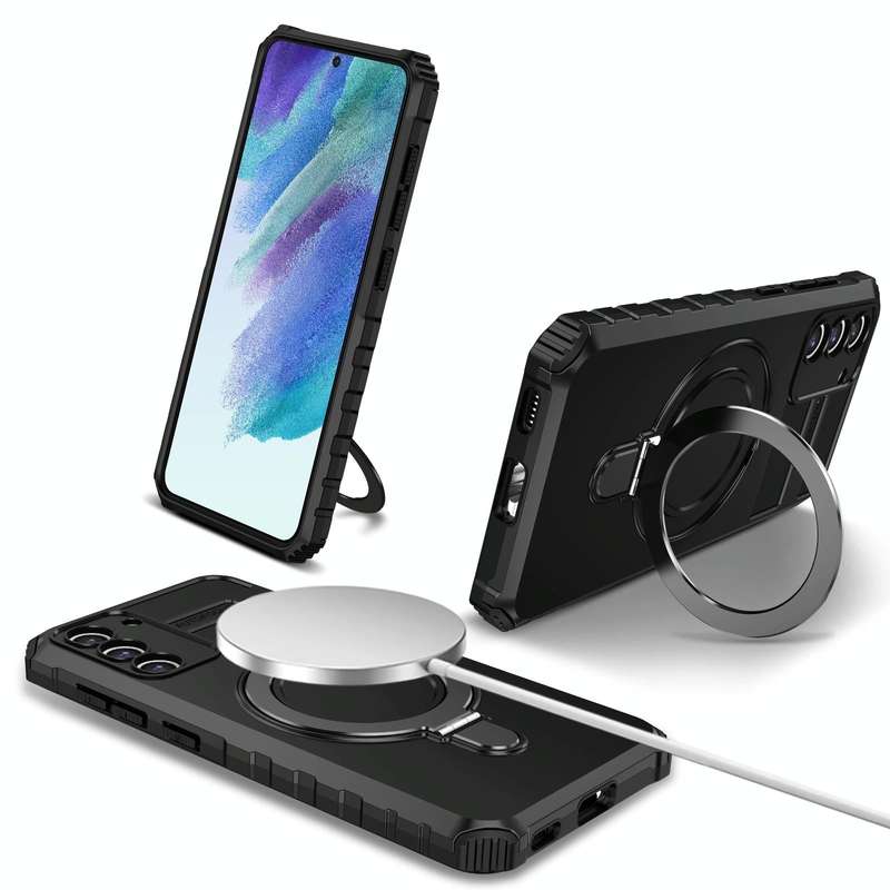 For Samsung Galaxy S21 FE 5G MagSafe Magnetic Holder Phone Case(Black)