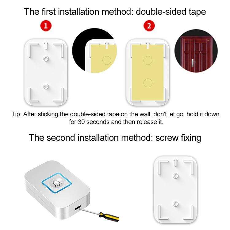 CACAZI C86 Wireless SOS Pager Doorbell Old man Child Emergency Alarm Remote Call Bell, EU Plug(Bl...