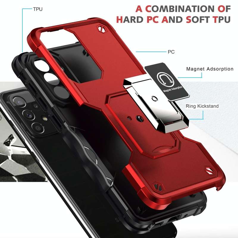 For Samsung Galaxy A33 5G Ring Holder Non-slip Armor Phone Case(Pink)