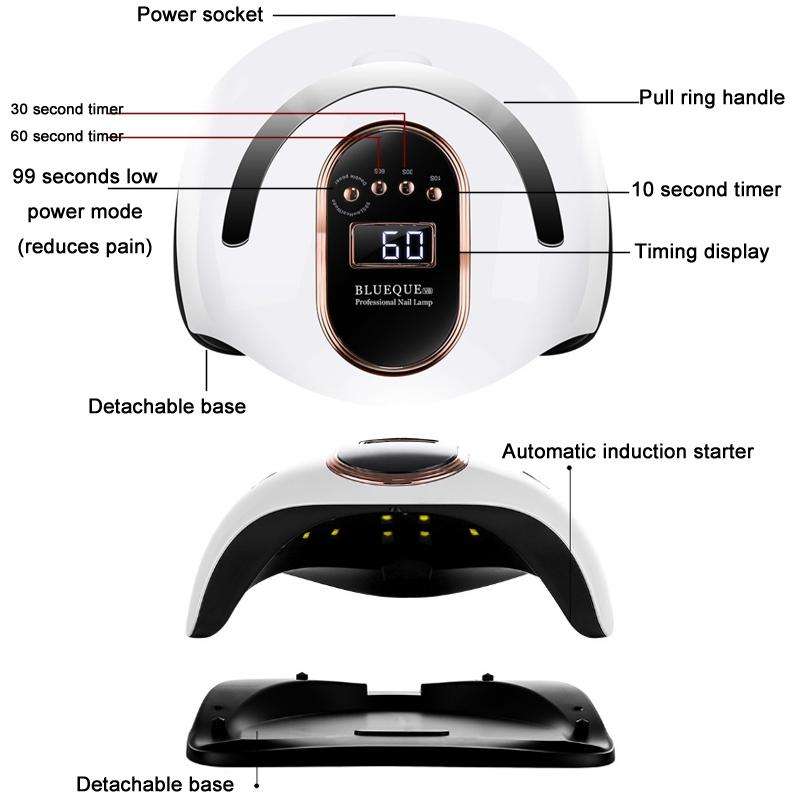 BLUEQUE 168W LED Nail Art Phototherapy Baking Lamp(EU Plug)