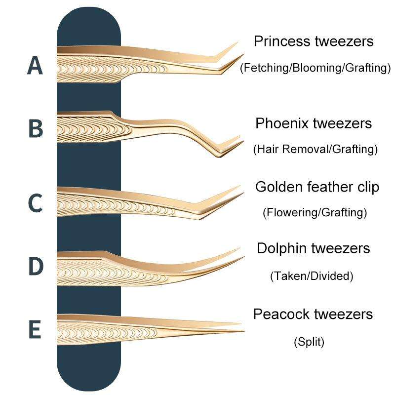 Eyelash Clip Eyelash Tweezers High Precision Eyelash Extension Tool(Golden Feather Clip)