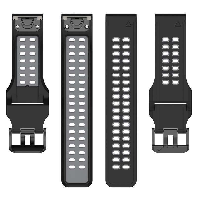 For Garmin Fenix 7S / 6S / 5S Two-color Silicone Watch Band(Black Grey)