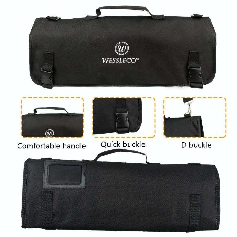WESSLECO Chef Knife Storage Bag Knife Roll Bag(Black)