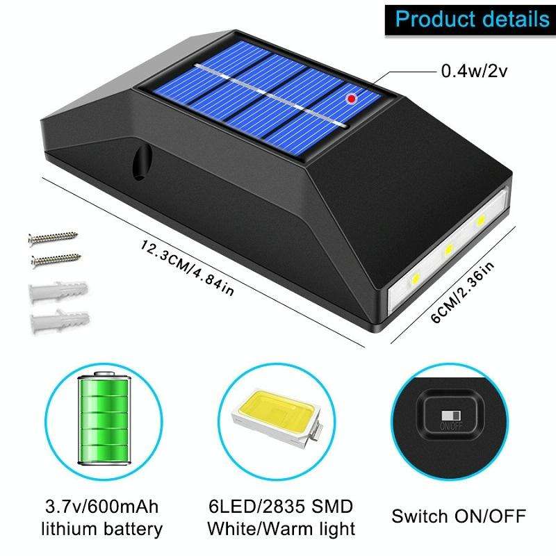 Outdoor Decorative Waterproof Solar Wall Light, Spec: 4 LEDs White Light