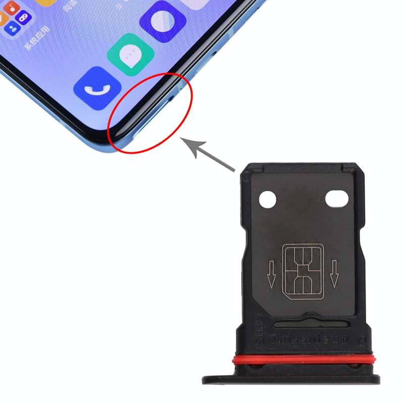For OnePlus 9R SIM Card Tray + SIM Card Tray (Black)