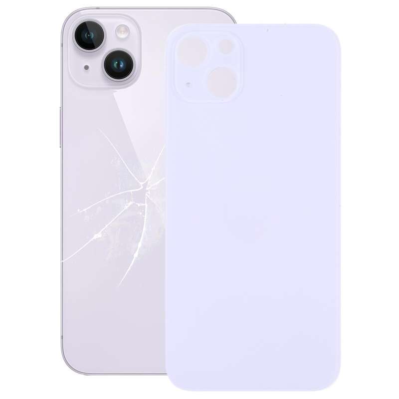 Easy Replacement Big Camera Hole Glass Back Battery Cover for iPhone 14(Purple)