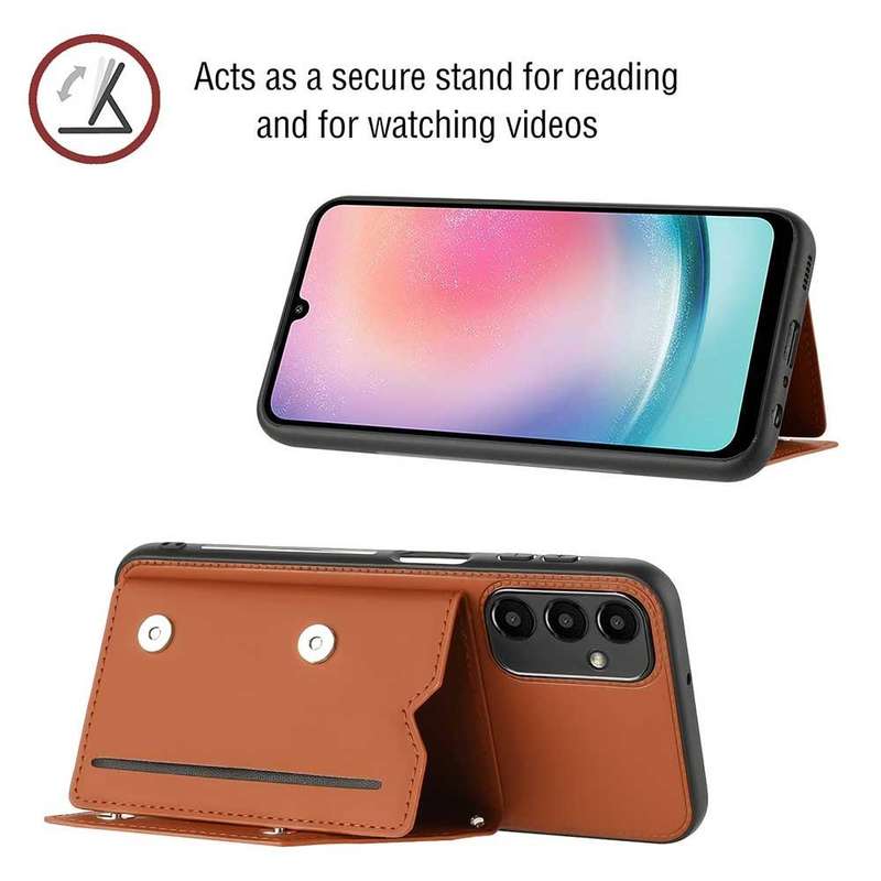 For Samsung Galaxy A24 4G Skin Feel PU + TPU + PC Card Slots Phone Case(Brown)