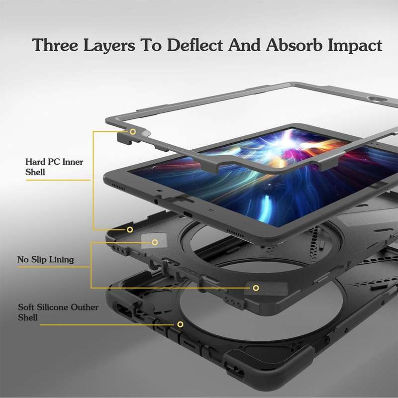 For Galaxy Tab S3 9.7 inch T820 360 Degree Rotation PC + Silicone Protective Case with Holder & H...