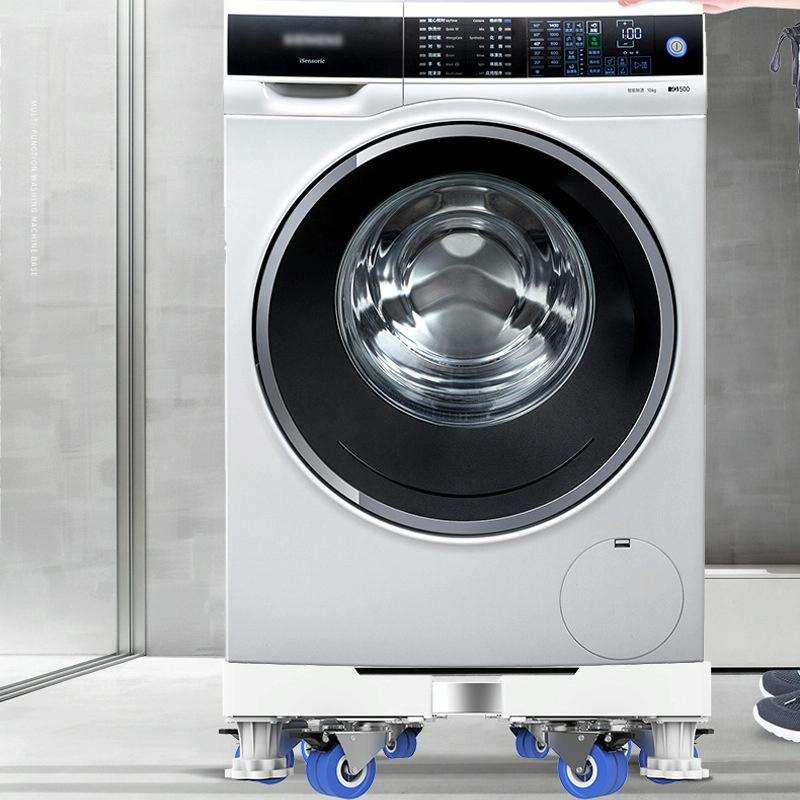 Double Tubes 4 Wheels + 8 Legs Adjustable Stainless Steel Refrigerator Bracket Washing Machine Ba...