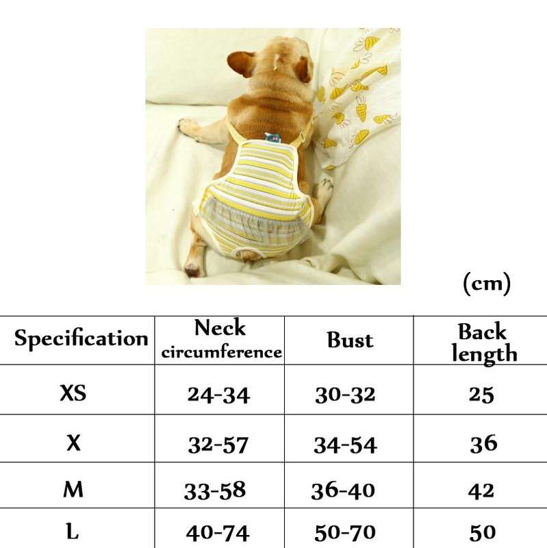 Dog Harassment Physiological Pants Pet Adjustable Bib, Size: M(Yellow White)