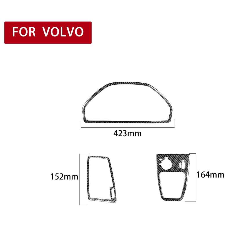 3 in 1 Car Carbon Fiber Steering Wheel Set Decorative Sticker for Volvo XC90 2003-2014, Left and ...