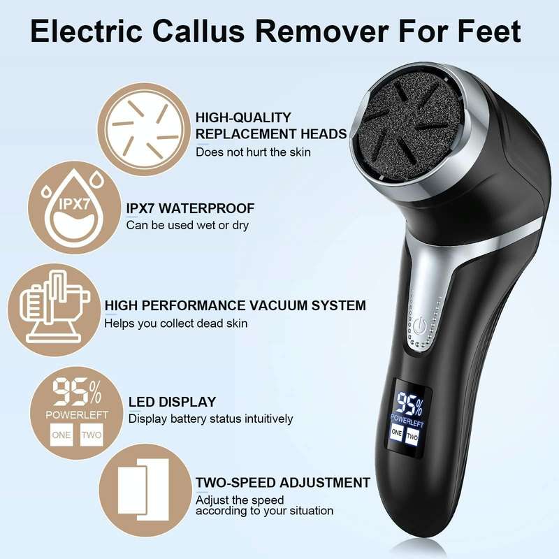JD-510 Rechargeable Electric Foot Callus Remover with Vacuum Cleaner White
