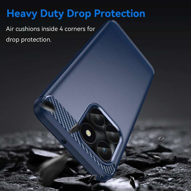 For Honor X6a Brushed Texture Carbon Fiber TPU Phone Case(Blue)