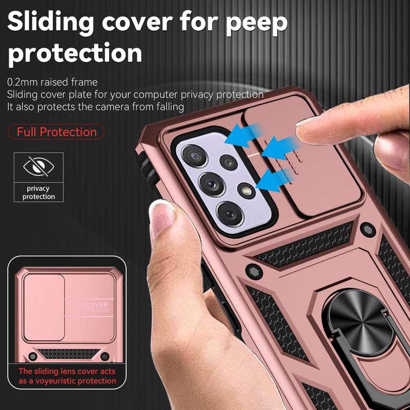 For Samsung Galaxy A53 5G Sliding Camshield Holder Phone Case(Rose Gold)