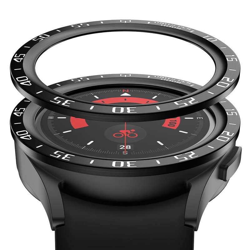For Samsung Galaxy Watch5 Pro 45mm A Style Dial Steel Protective Frame(Black)