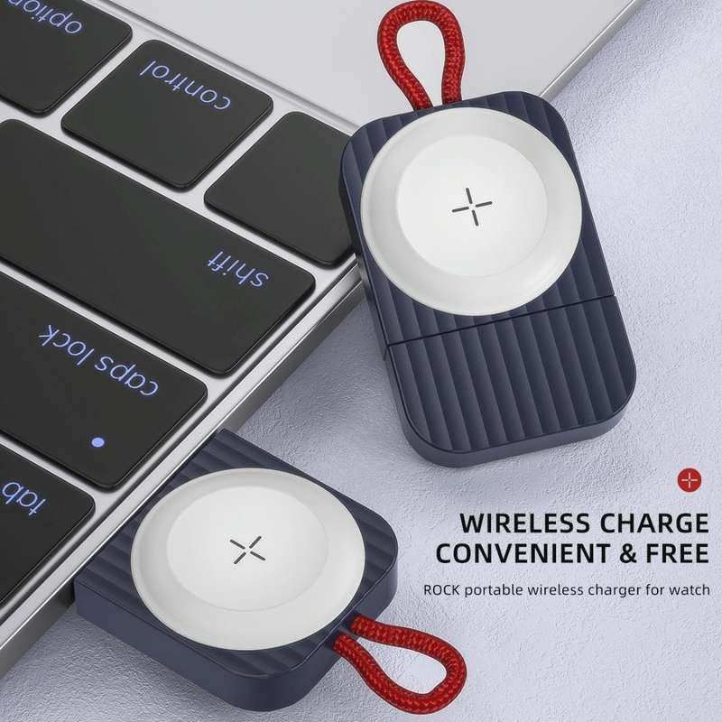 ROCK W26 Portable Magnetic Wireless Charger for Apple Watch Type-C Interface(Blue)