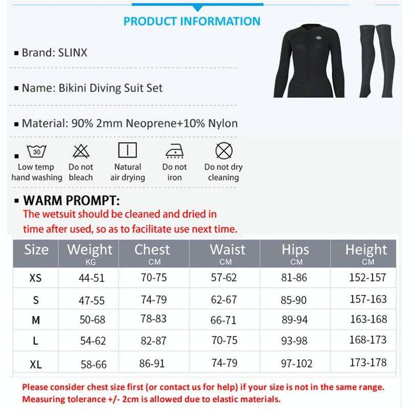 SLINX 1832 2 in 1 2mm Neoprene Super Elastic Warm One-piece Bikini Quick-drying Wetsuit for Women...