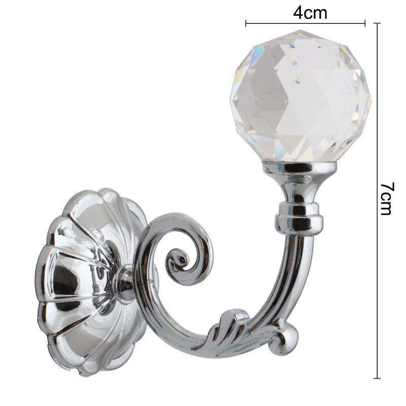1 Pair Vintage Crystal Flower Barb Curtain Decoration Wall Hook(Silver)