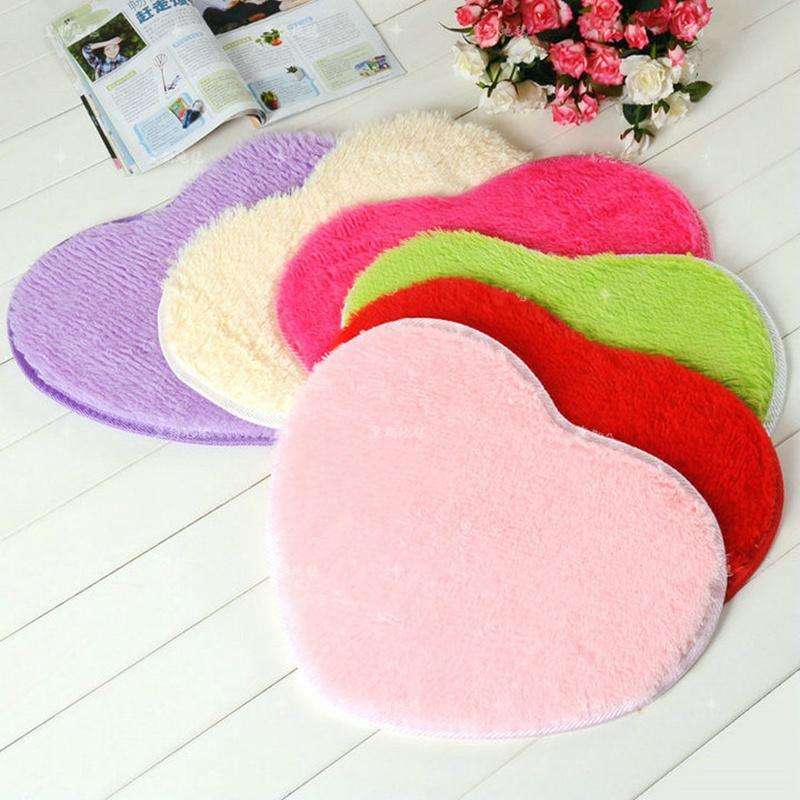 Heart Shape Non-slip Bath Mats Kitchen Carpet Home Decoration(Black)